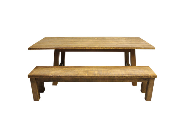 Rough Sawn Pine Dining Bench | Rustic Chic Solid Wood Kitchen Bench